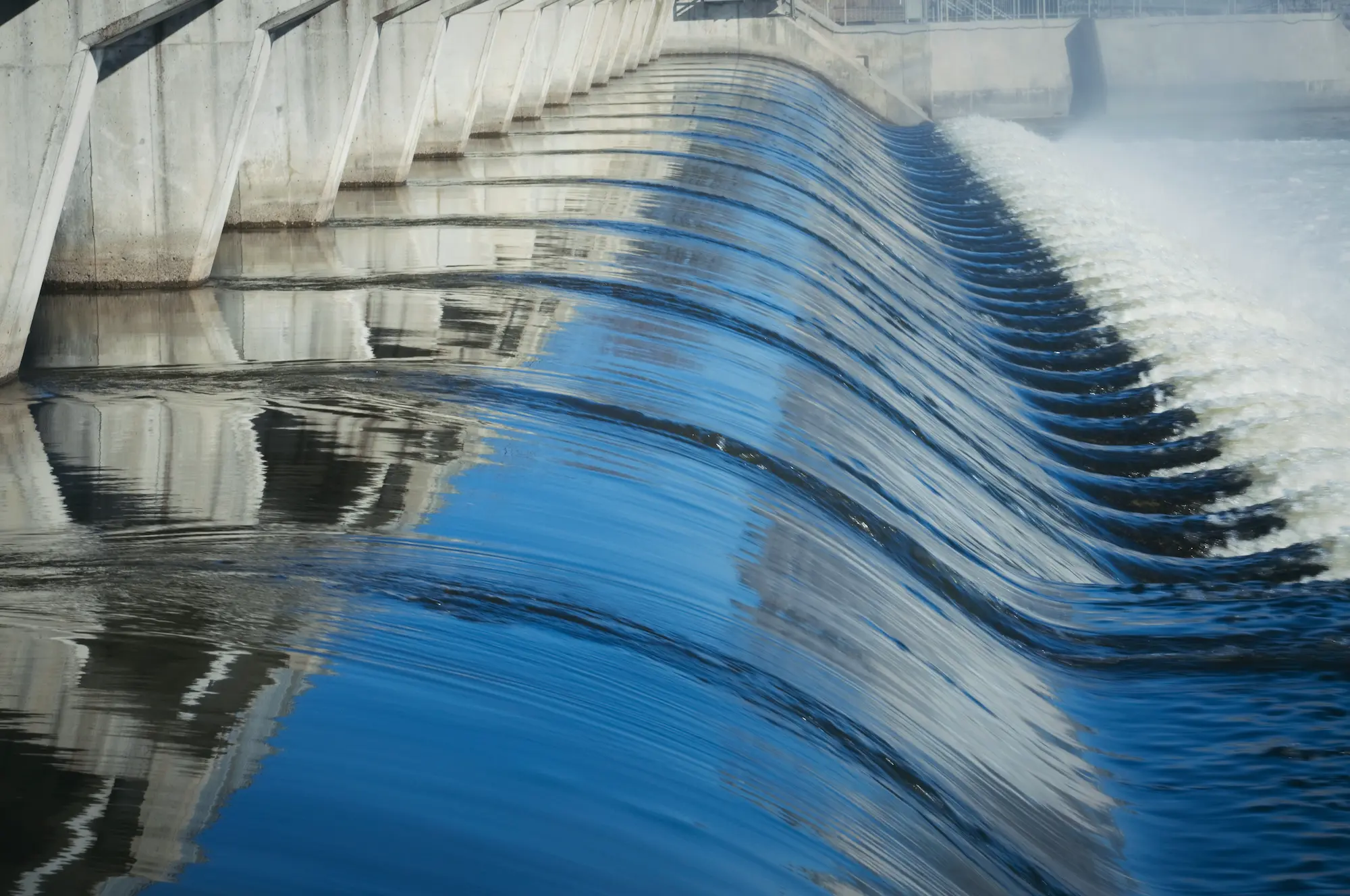 Water flowing through a waste water treatment plant